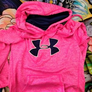 Under armor pink hoodie with purple logo